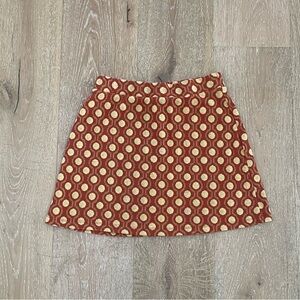Zara Dark Orange and Gold Geometric Patterned Mini Skirt.